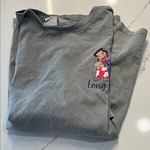 Gray Long Sleeve Shirt with Cartoon Graphic